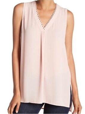 Sleeveless V-Neck Blush Pink Tunic Top-AB